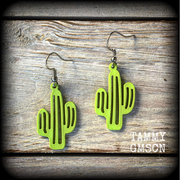 Retro cactus earrings Cactus earrings Green cactus earrings Succulents earrings Plants jewelry Cactus jewelry Retro cactus earrings Kitsch earrings MCM earrings Pierced ears Tunnels Plugs Ear gauges 