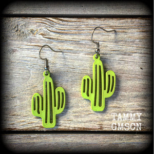 Retro cactus earrings Cactus earrings Green cactus earrings Succulents earrings Plants jewelry Cactus jewelry Retro cactus earrings Kitsch earrings MCM earrings Pierced ears Tunnels Plugs Ear gauges 