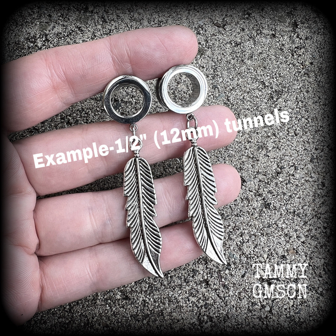 Feather tunnel earrings-Boho tunnels