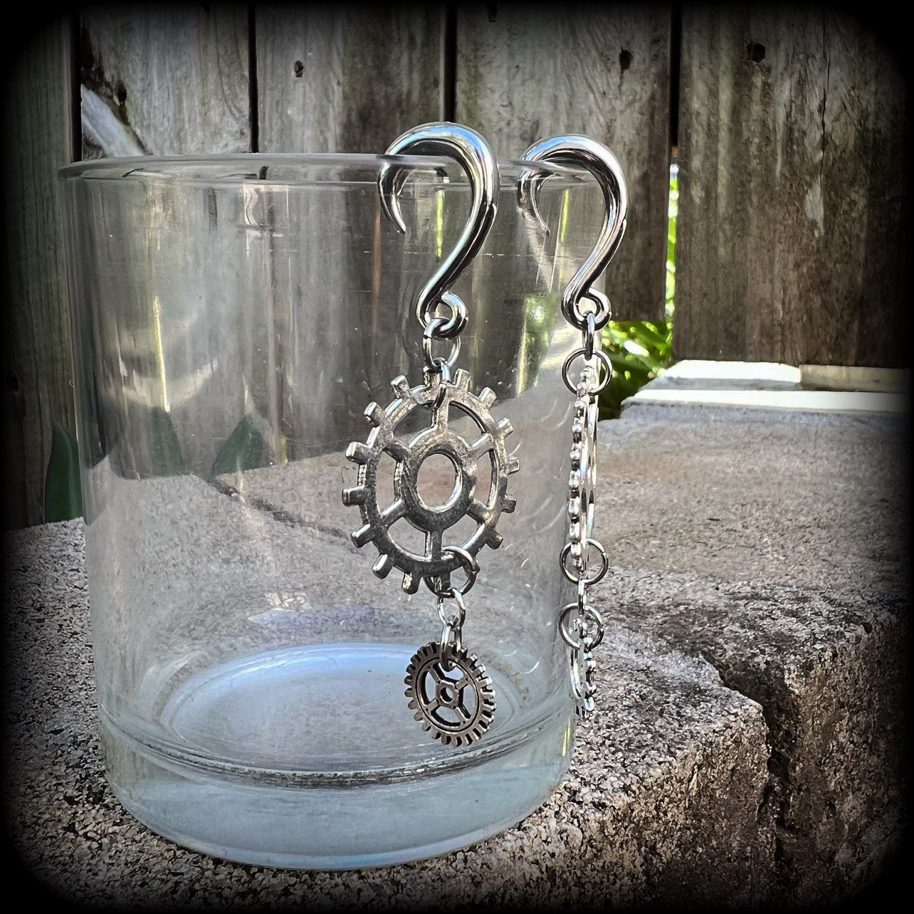 Cog ear gauges-Steampunk gauged earrings