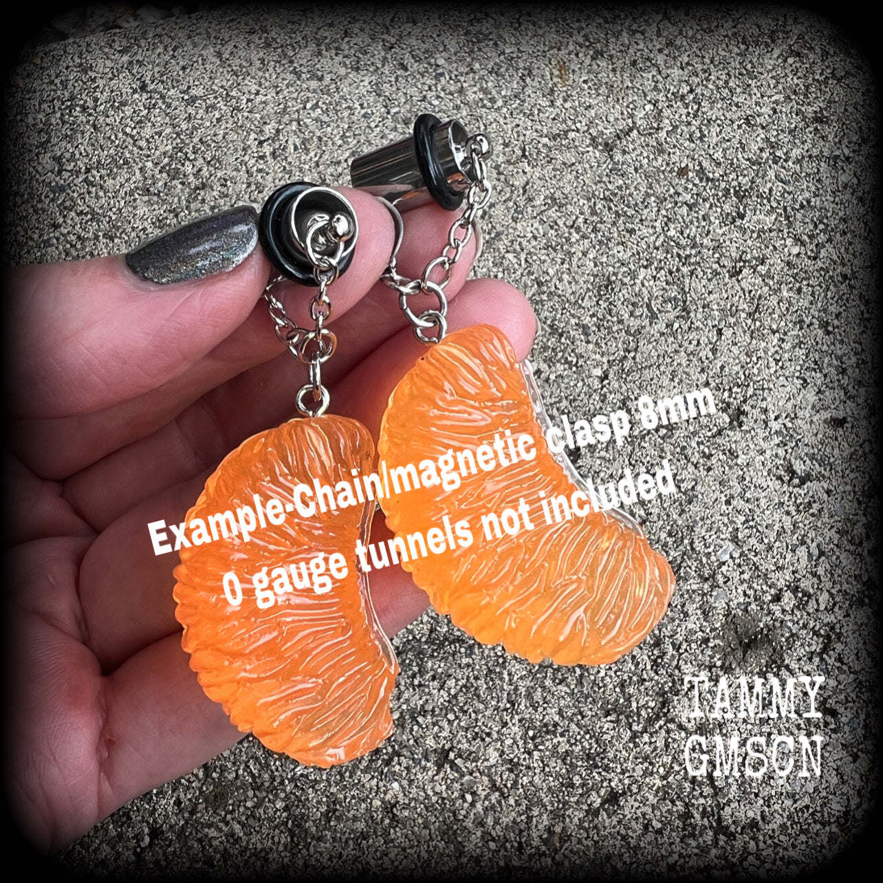 Orange segment earrings-Fruit earrings