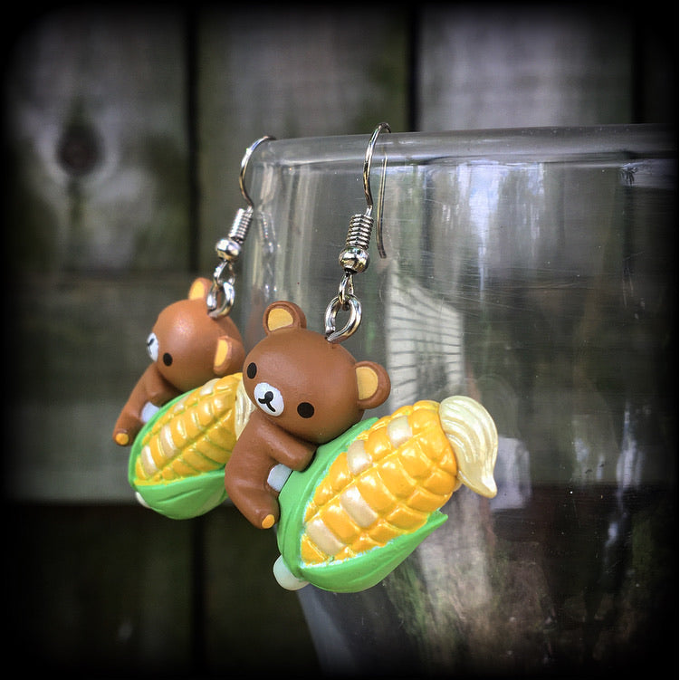 Rilakkuma bear earrings 