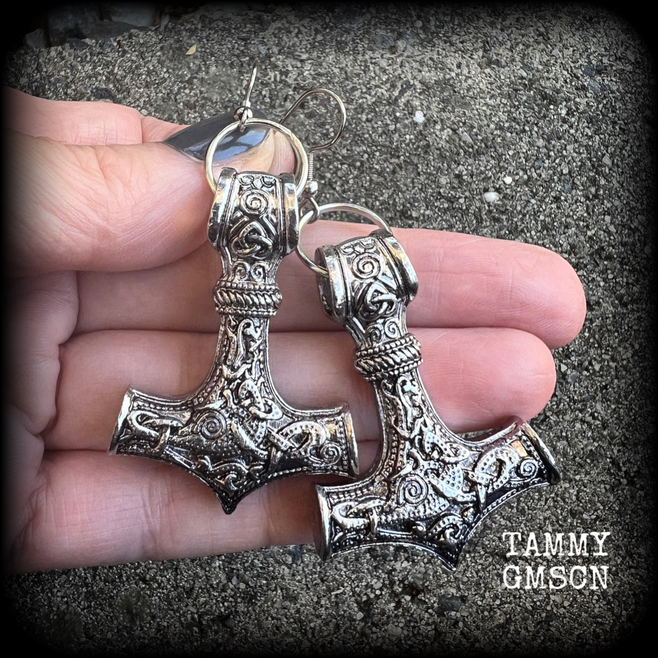 Thors Hammer earrings-Viking jewelry