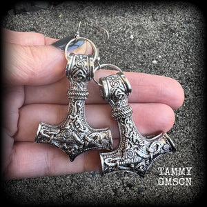 Thors Hammer earrings-Viking jewelry
