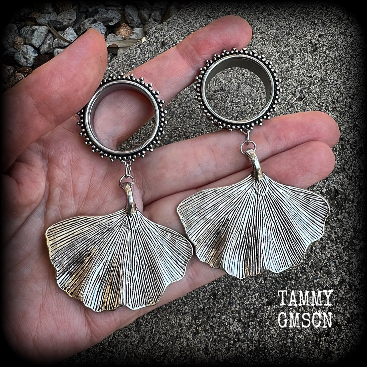 Lotus leaf tunnel earrings-Boho tunnels