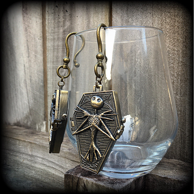 Nightmare Before Christmas earrings-Coffin ear hangers