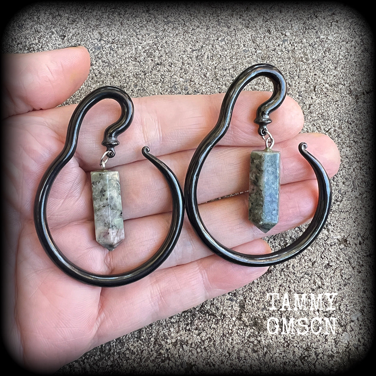 Indian agate gemstone ear hangers