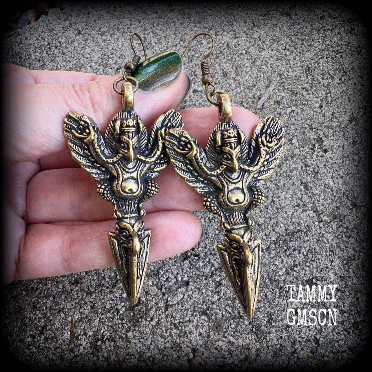 Bronze Garuda earrings-Ethnic earrings