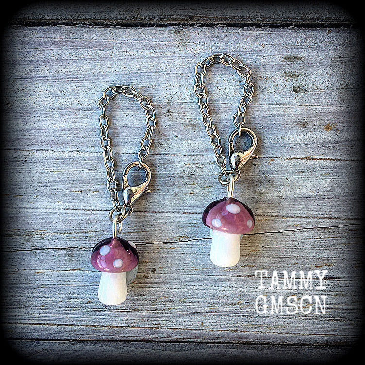 Purple mushroom earrings 