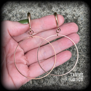 6 gauge body jewelry Rose gold hoop earrings Hoop gauged earrings Hoop ear weights Tunnel hoops 6 gauge ear hangers 6g 2g 0g 00g 1/2" 9/16" 5/8" 3/4" 7/8” 1” Stretched ears Stretched lobes Gauged ears Body jewelry ear gauges