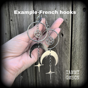 Crescent moon and pentagram earrings-MCM earrings