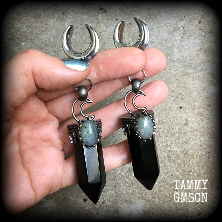 Obsidian ear hangers 