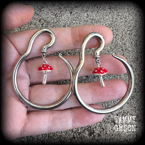 Red mushroom ear hangers