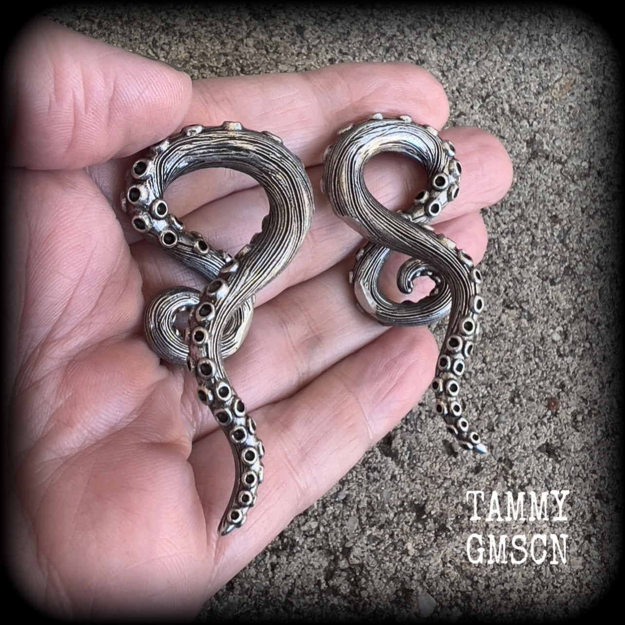 Octopus tentacle ear hangers