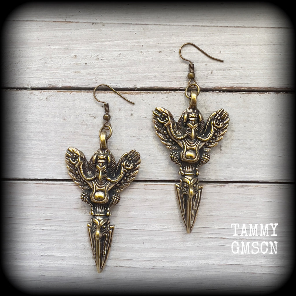 Bronze Garuda earrings-Ethnic earrings