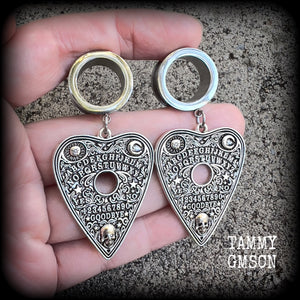 Ouija board planchette tunnel earrings