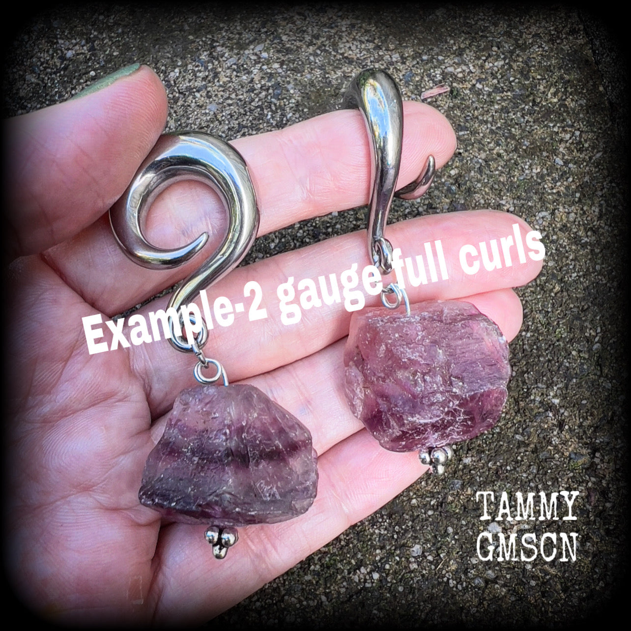 Raw fluorite gauged earrings