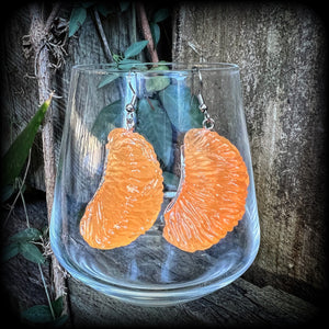 Orange segment earrings-Fruit earrings