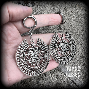 Sri yantra ear weights