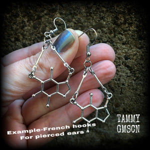 Caffeine molecule earrings-Coffee earrings