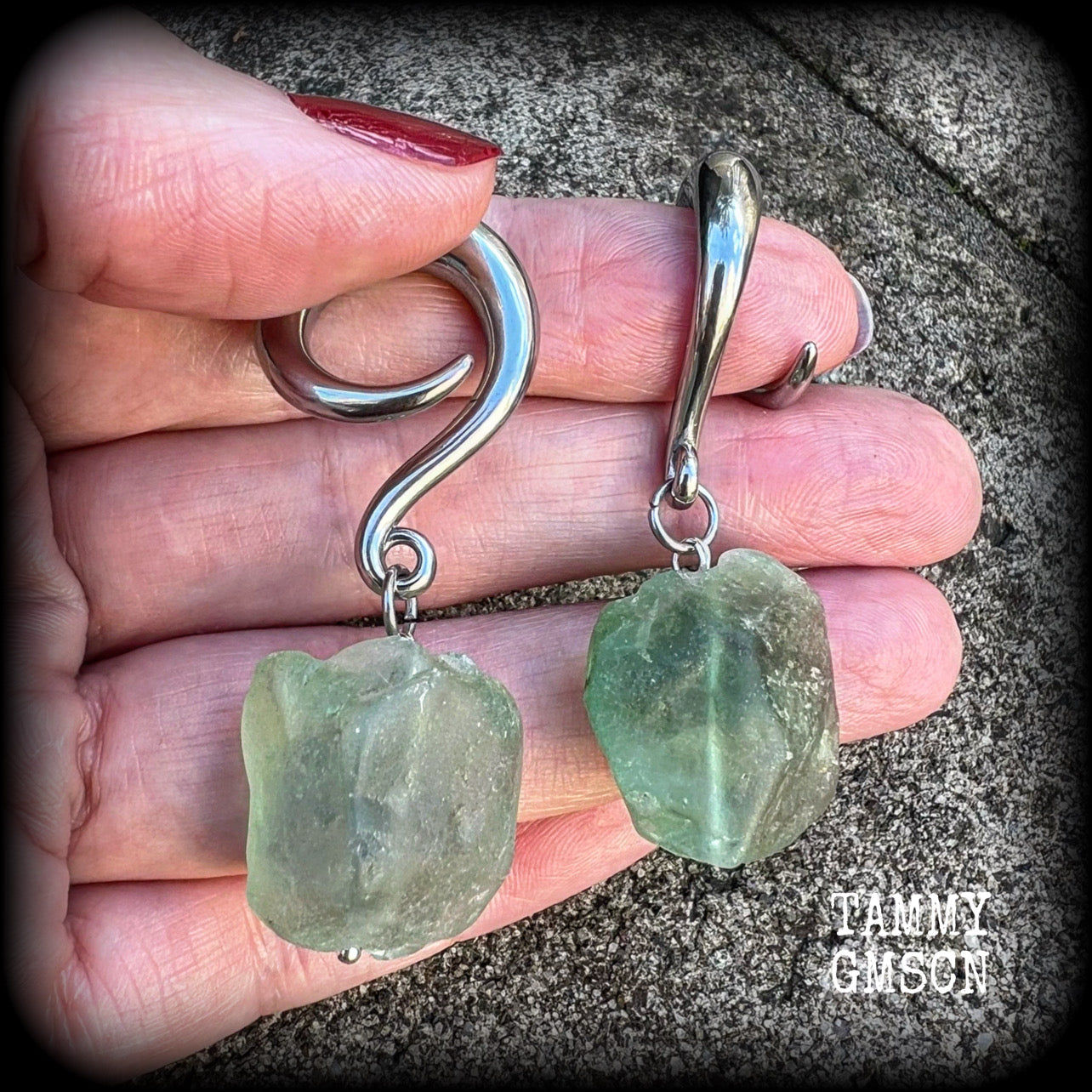 Gemstone ear hangers 