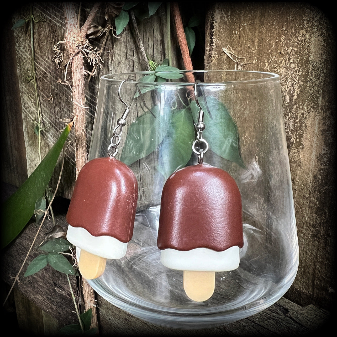 Chocolate paddle pop-Ice Cream earrings