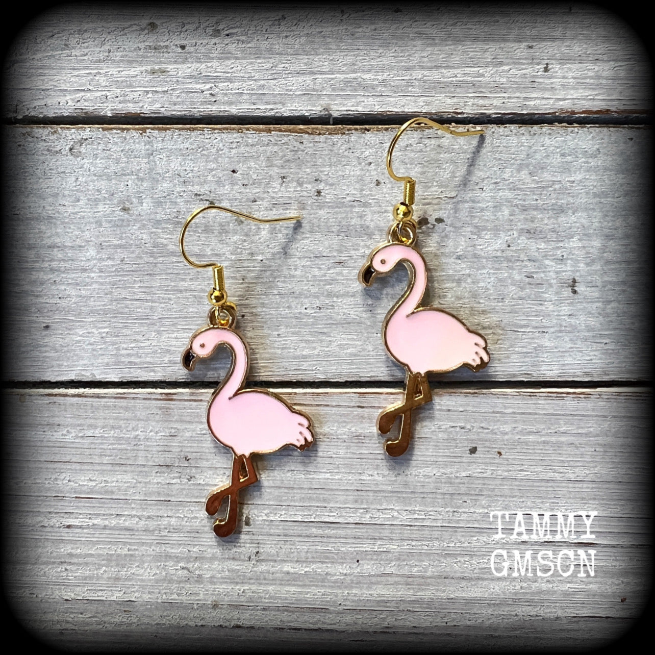 Pink flamingo earrings-Bird earrings