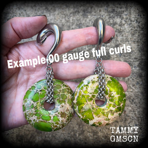 Ocean jasper gauged earrings-Ear hangers