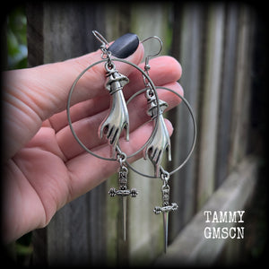 Ace of Swords earrings-Tarot card jewelry