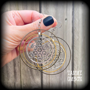 Metatrons cube earrings-Sacred Geometry earrings