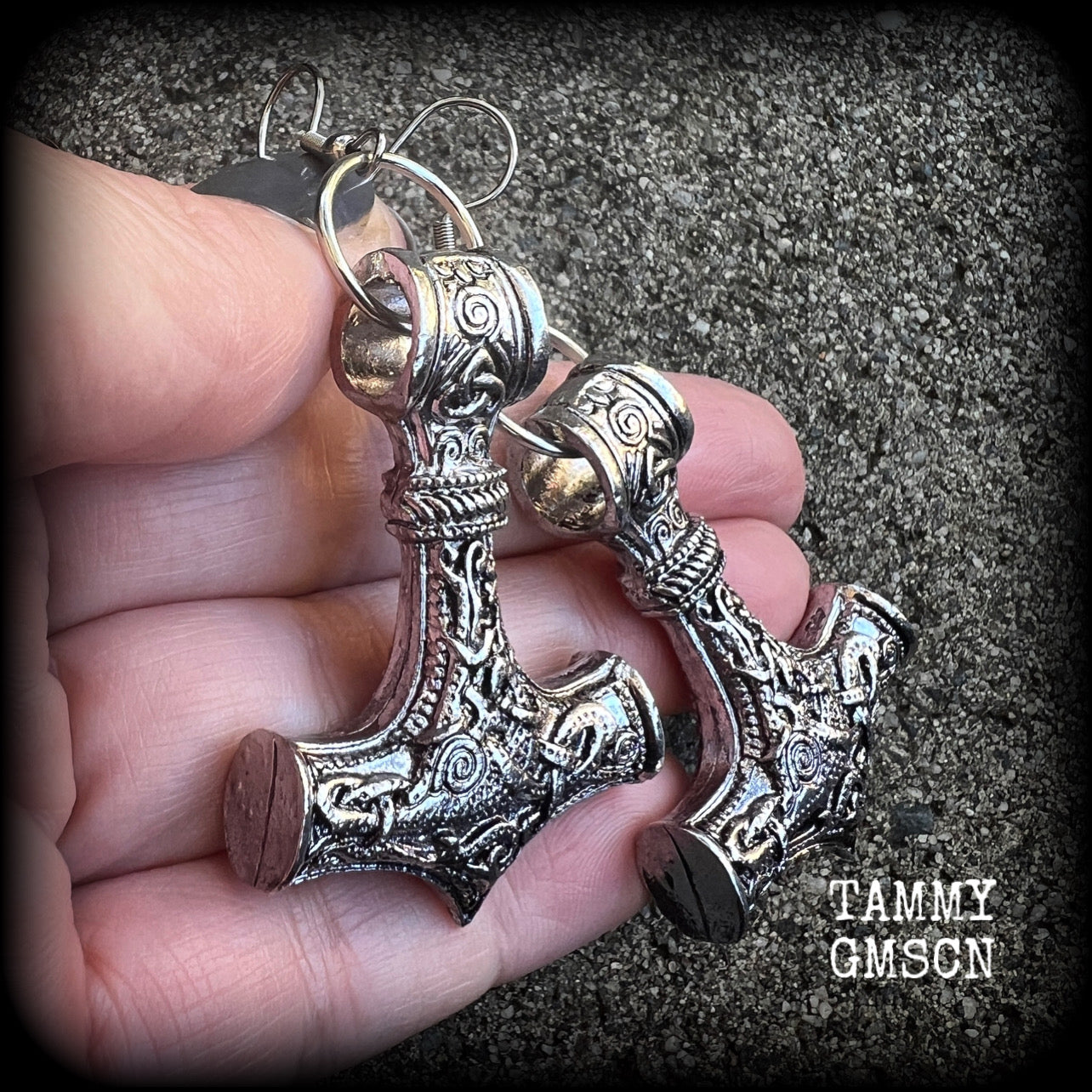 Thors Hammer earrings-Viking jewelry