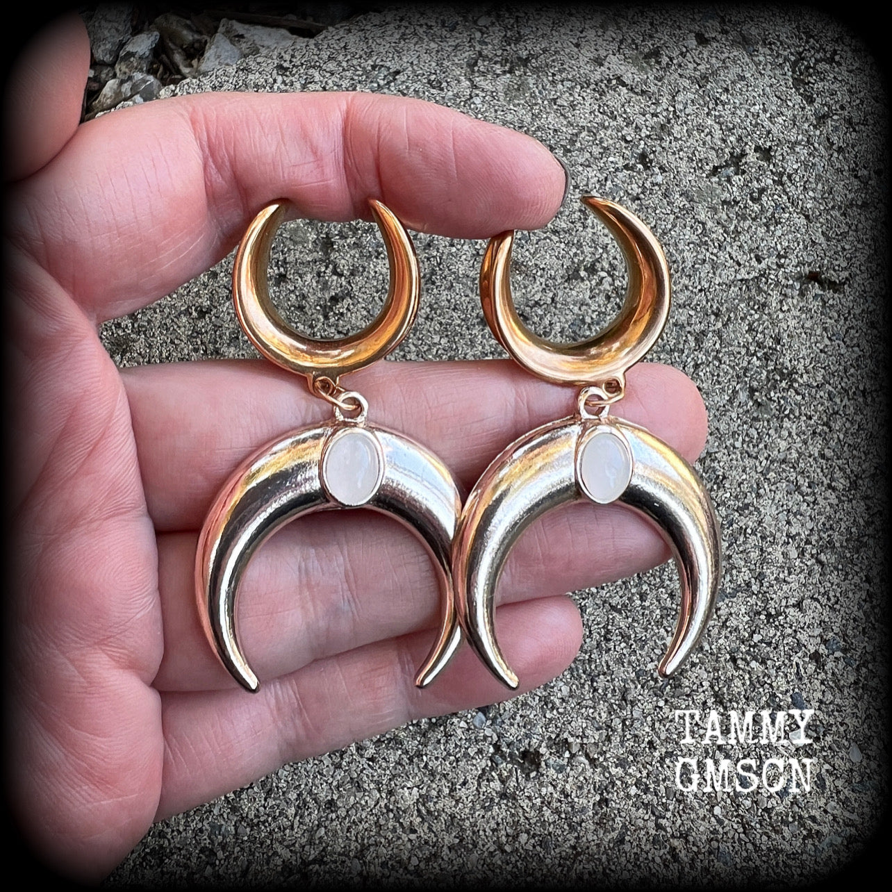 Artemis Moon goddess gauged earrings