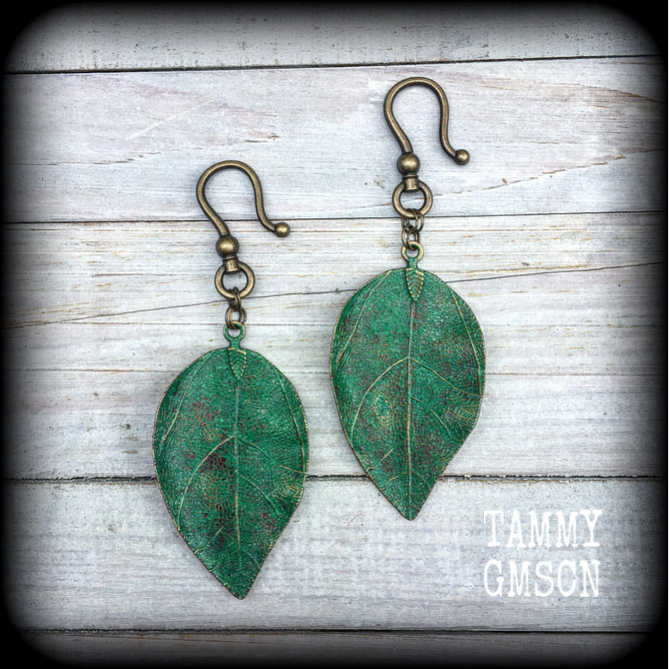 Large leaf earrings 