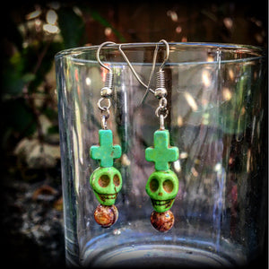 Day of the Dead earrings-Stone skull halloween earrings