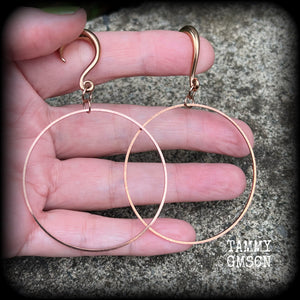 Hoops for stretched lobes Rose gold hoop earrings Hoop gauged earrings Hoop ear weights Tunnel hoops 6 gauge ear hangers 6g 2g 0g 00g 1/2" 9/16" 5/8" 3/4" 7/8” 1” Stretched ears Stretched lobes Gauged ears Body jewelry ear gauges