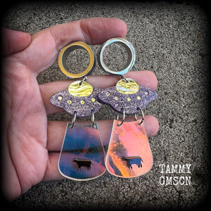 UFO tunnel earrings