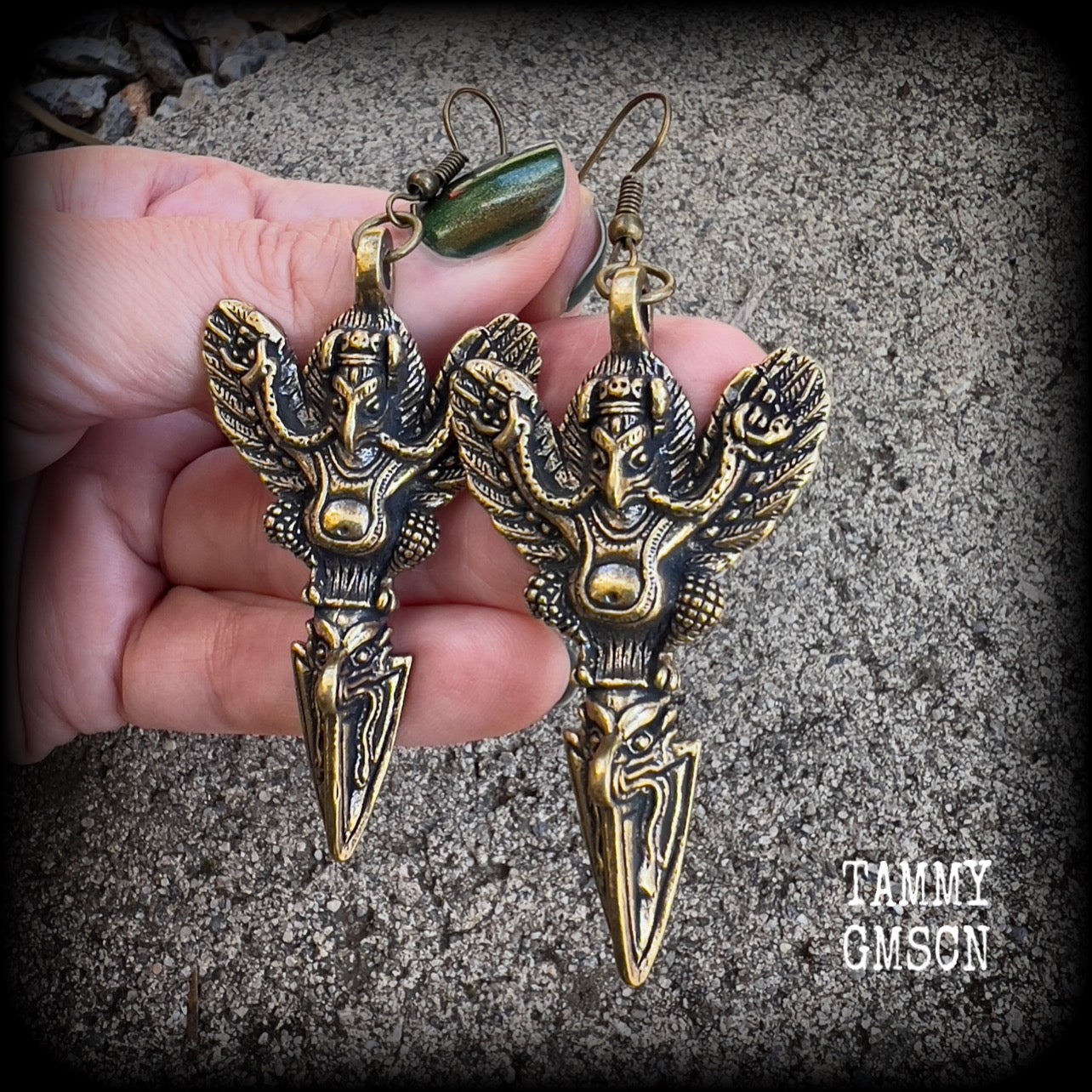 Bronze Garuda earrings-Ethnic earrings