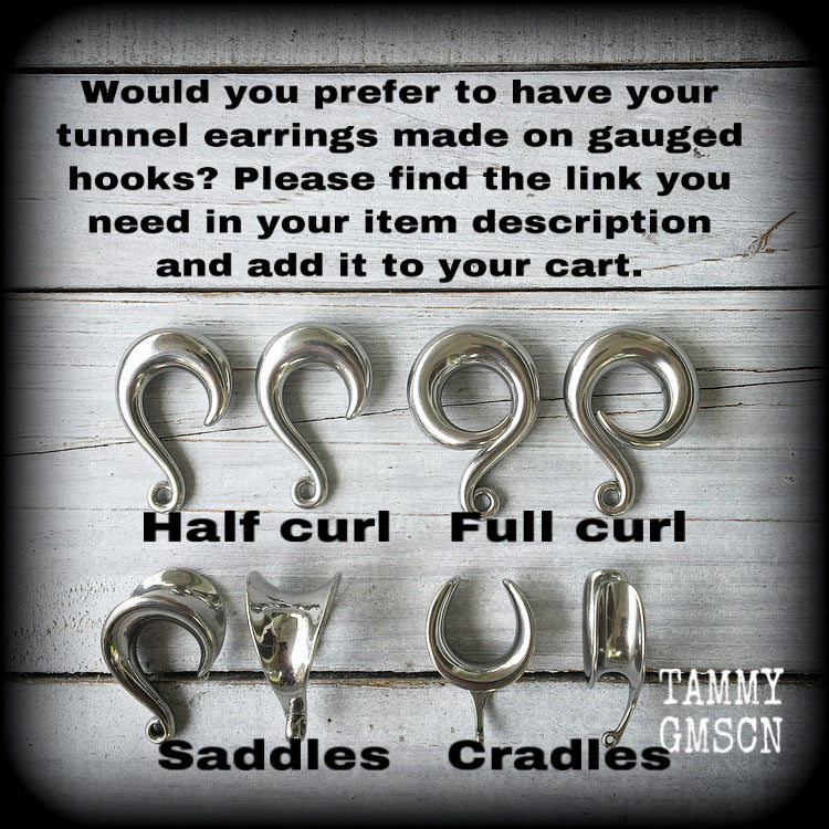 Inverted cross tunnel earrings-Satanic jewelry