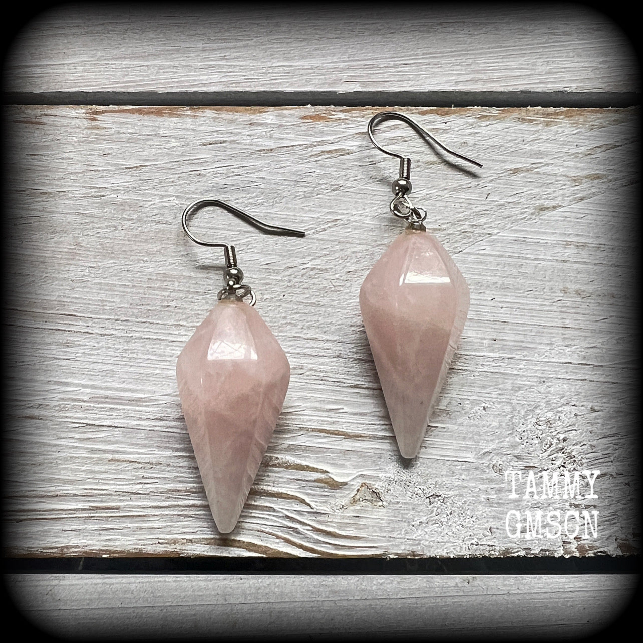 Rose Quartz earrings-Gemstone earrings