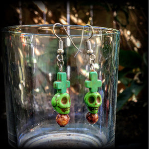 Day of the Dead earrings-Stone skull halloween earrings