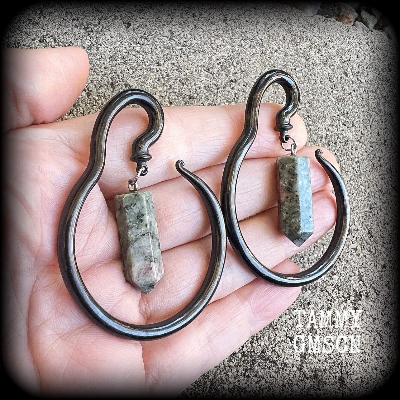 Indian agate gemstone ear hangers