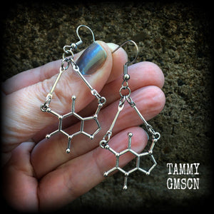 Caffeine molecule earrings-Coffee earrings