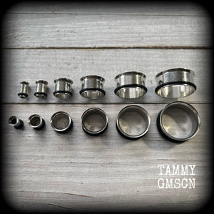 -4mm-6 gauge tunnels
-5mm-4 gauge tunnels
-6mm-2 gauge tunnels
-8mm-0 gauge tunnels
-10mm-00 gauge tunnels
-12mm-1/2" tunnels
-14mm-9/16" tunnels
-16mm-5/8" tunnels
-18mm-11/16" tunnels
-20mm-13/16" tunnels
-22mm-7/8" tunnels
-25mm-1" tunnels