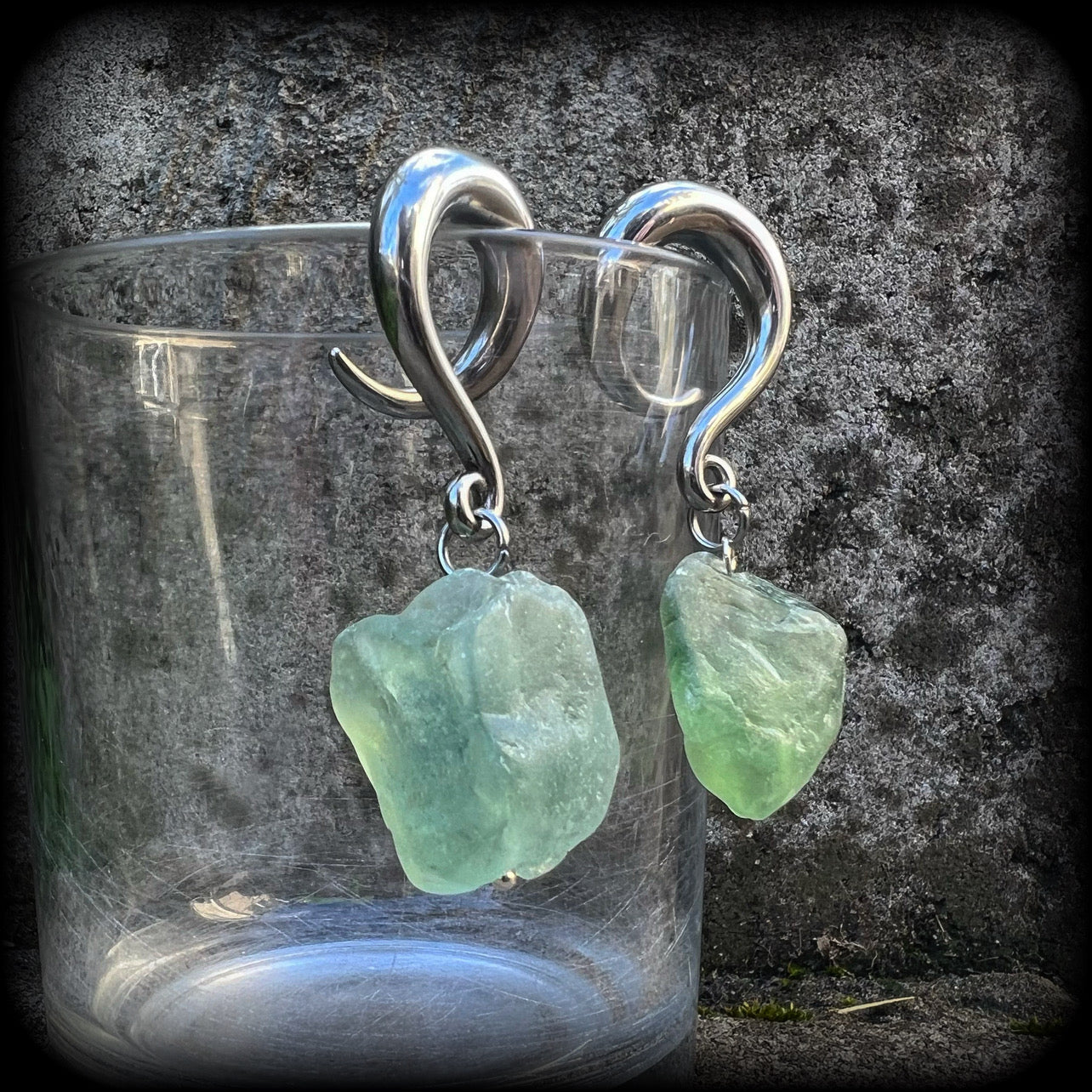 Fluorite gauged earrings 