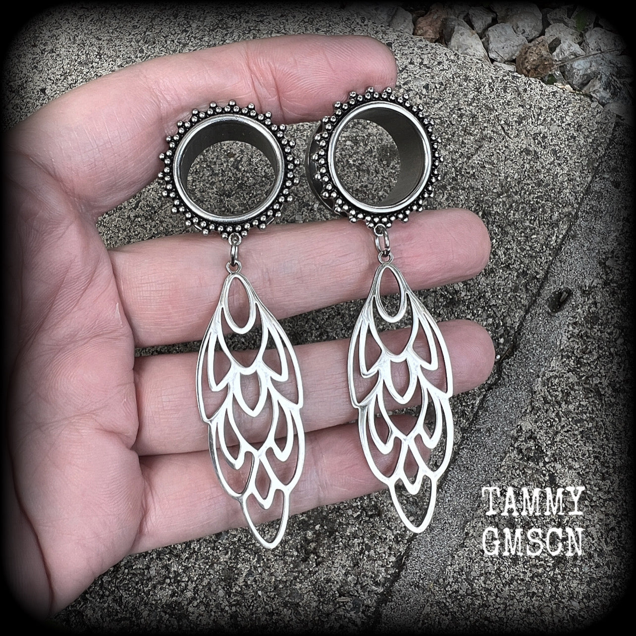 Aphrodite tunnel earrings-Art nouveau tunnels