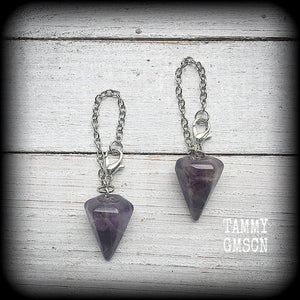 Amethyst tunnel earrings 