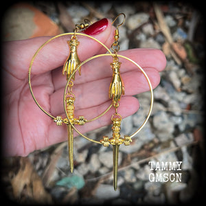 Ace of swords earrings-Tarot jewelry