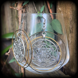 Metatrons cube earrings-Sacred Geometry earrings