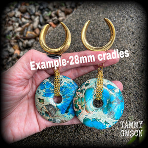 Turquoise ocean jasper ear weights-Gauged earrings