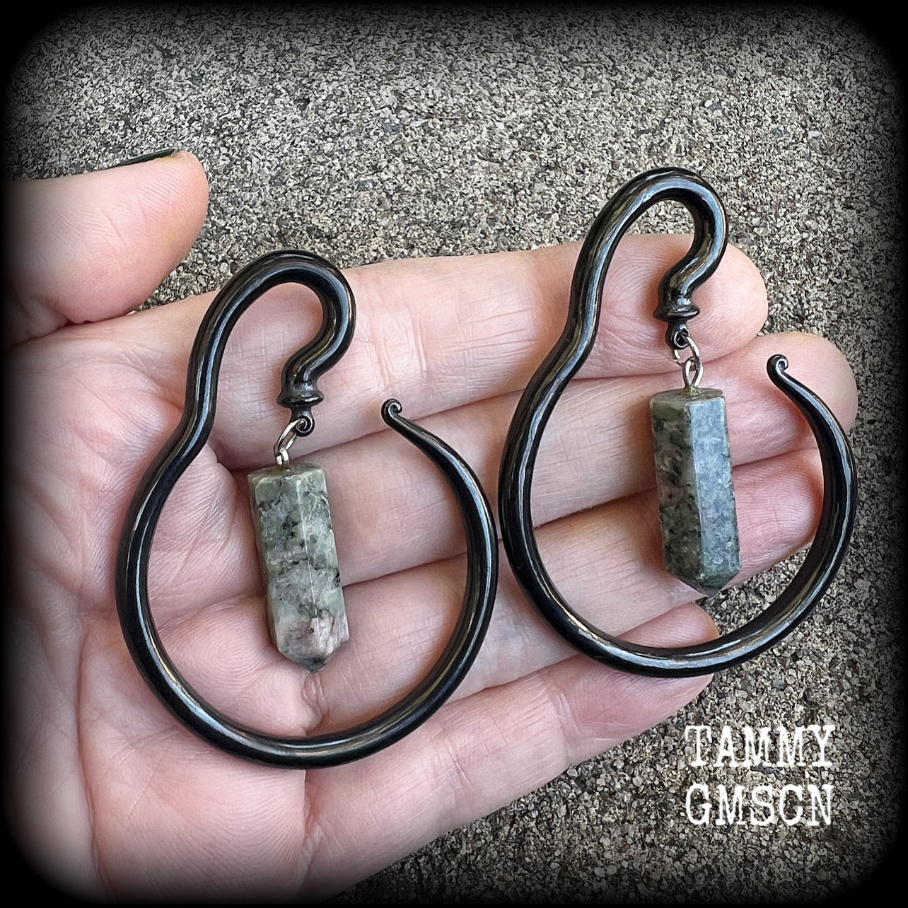 Indian agate gemstone ear hangers